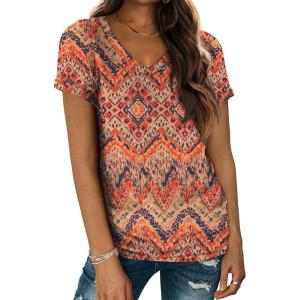 imageATHMILE T Shirts Short Sleeve V Neck Tees for Women Fashion Tops Trendy Lightweight Casual Summer Outfits Clothes 2026 BeachBoho