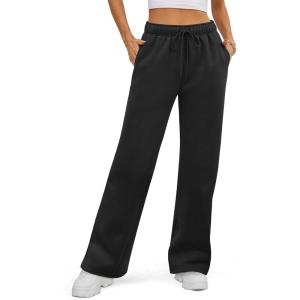 imageATHMILE Womens Sweatpants 2026 Fall Baggy Wide Leg Sweatpant Fleece Lined Straight Leg Sweat PantsBlack