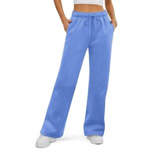imageATHMILE Womens Sweatpants 2026 Fall Baggy Wide Leg Sweatpant Fleece Lined Straight Leg Sweat PantsGray Blue