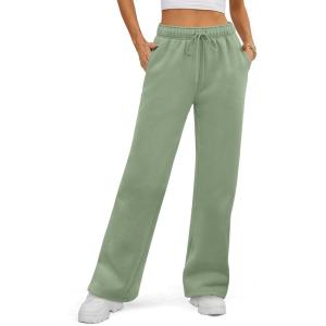 imageATHMILE Womens Sweatpants 2026 Fall Baggy Wide Leg Sweatpant Fleece Lined Straight Leg Sweat PantsGray Green