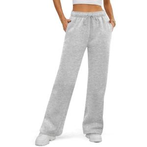 imageATHMILE Womens Sweatpants 2026 Fall Baggy Wide Leg Sweatpant Fleece Lined Straight Leg Sweat PantsGrey