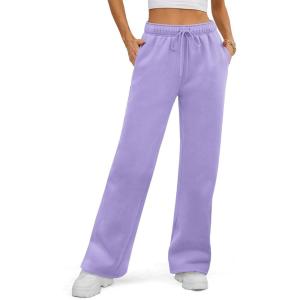 imageATHMILE Womens Sweatpants 2026 Fall Baggy Wide Leg Sweatpant Fleece Lined Straight Leg Sweat PantsLight Purple