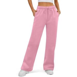 imageATHMILE Womens Sweatpants 2026 Fall Baggy Wide Leg Sweatpant Fleece Lined Straight Leg Sweat PantsPink
